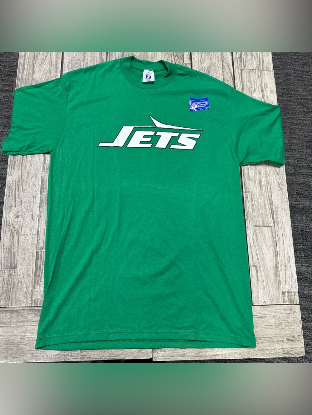 VTG 90s Logo 7 New York Jets Graphic Tee XL Green NFL Made In USA Single Stitch